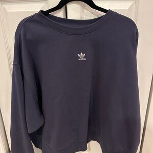 Navy Adidas Cropped Sweatshirt